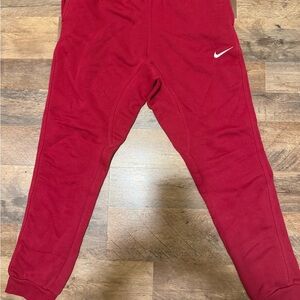 Nike Crimson Joggers with White Swoosh